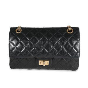 Chanel Black Quilted Aged Calfskin 50th Anniversary Reissue 2.55 225 Double Flap